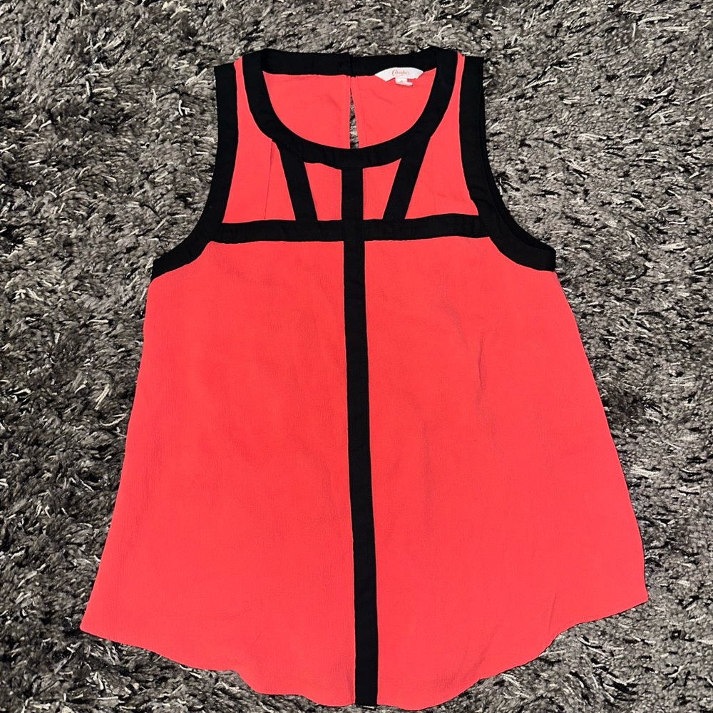 Candie's Coral and Black Sleeveless Blouse